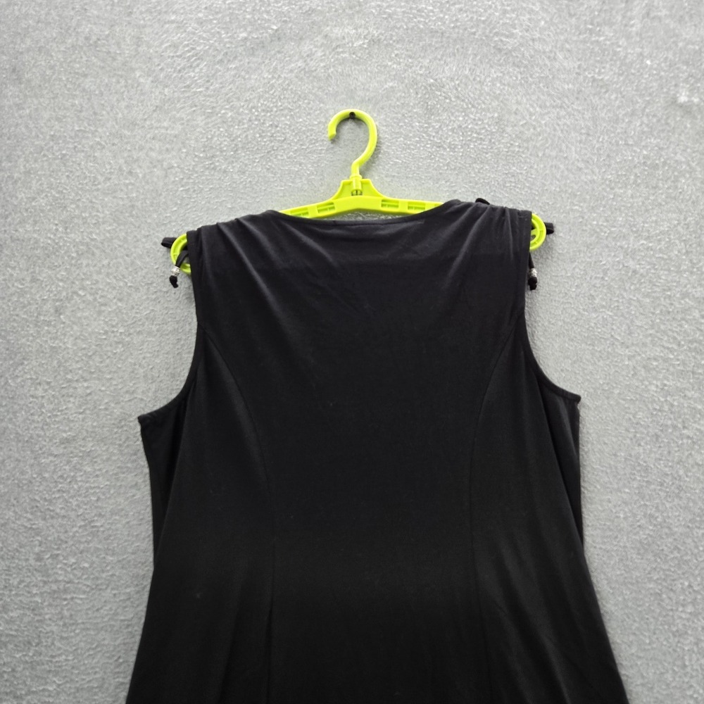 Susan Graver Weekend Women Dress M Black Drawstring Sleeveless - Picture 7 of 8